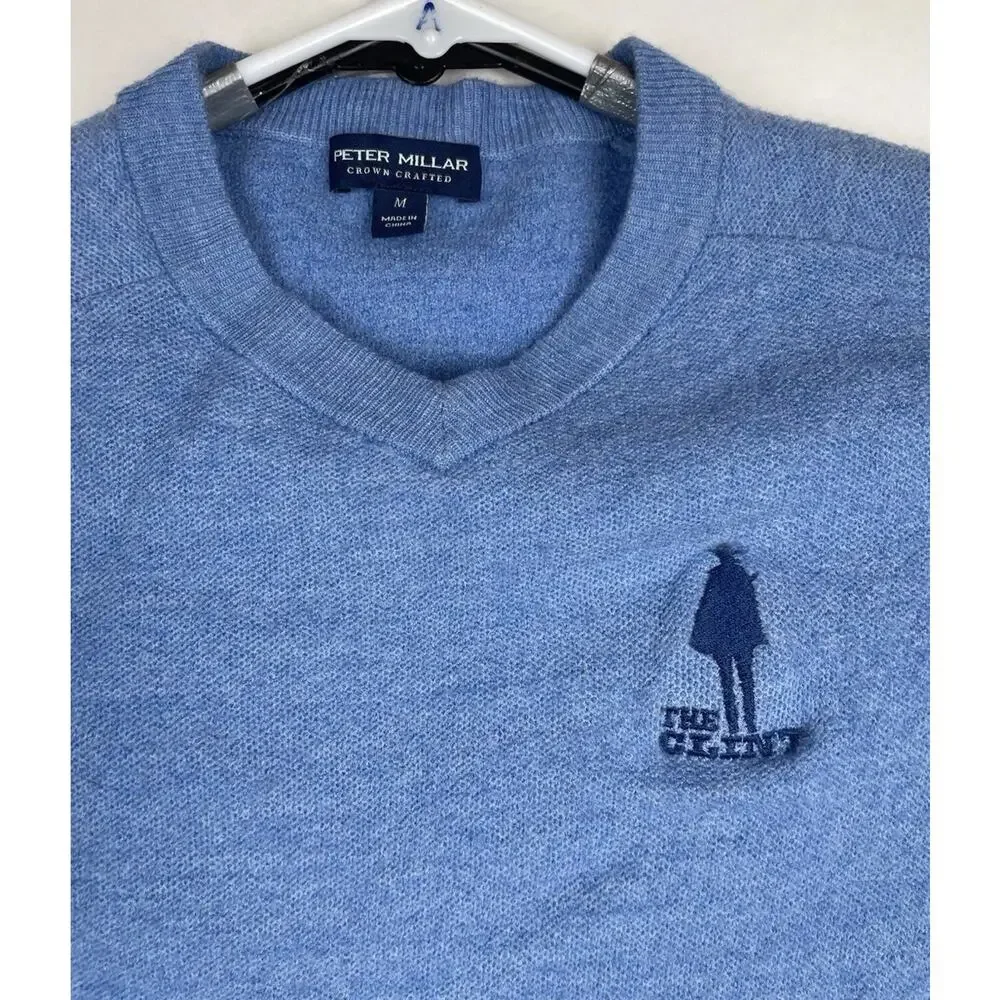 Peter Millar Crown Crafted Merino Wool Crewneck Sweater Medium Blue Lightweight